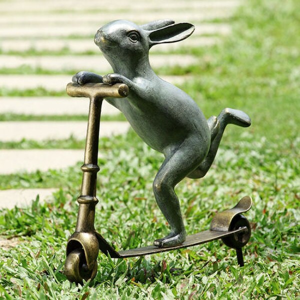 Bunny on Scooter Garden Sculpture